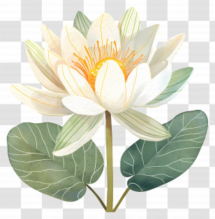 Water Lily - White Lotus Flower Illustration Transparent PNG