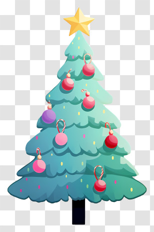 Christmas Tree - Classic Christmas Tree With Golden Star And Ornaments Transparent PNG