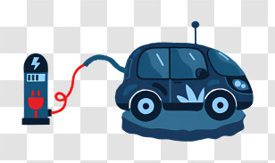 Electric Car Charging Station - Electric Car Charging Illustration With Charger Station Transparent PNG