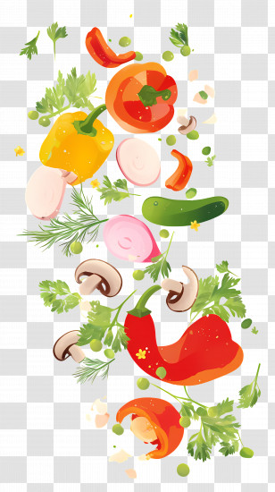 Flying Vegetables - Colorful Fresh Vegetable Mix Transparent PNG