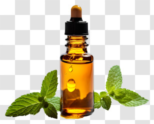 Essential Oil - Essential Oil Bottle With Mint Leaves Transparent PNG