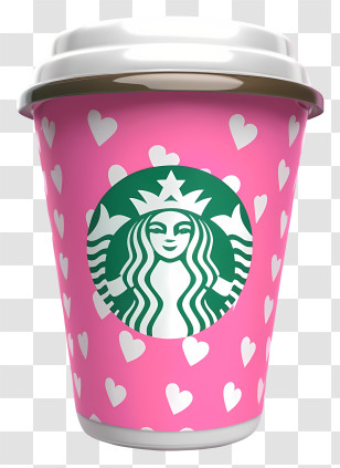 Its Content - Pink Coffee Cup With Heart Design Transparent PNG