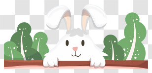 Bunny Face - Cute White Bunny In Garden Transparent PNG