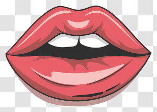Smile - Stylized Red Lips Illustration Transparent PNG