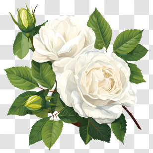 White Rose Flower - White Rose Bouquet With Green Leaves Transparent PNG