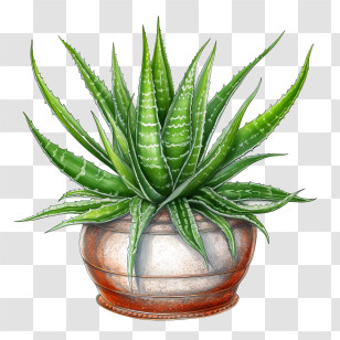 Aloe Vera - Pot Of Aloe Vera Plant Illustration Transparent PNG