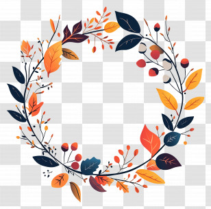 Autumn Wreath - Beautiful Autumn Leaf Wreath Illustration Transparent PNG