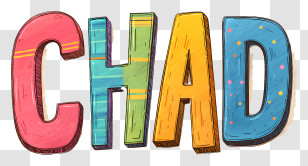 Word Chad - Colorful Letters Typography Design Transparent PNG