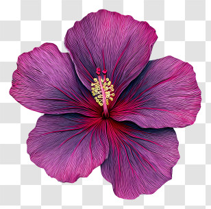 Purple Hibiscus - Purple Flower With Detailed Petals Transparent PNG