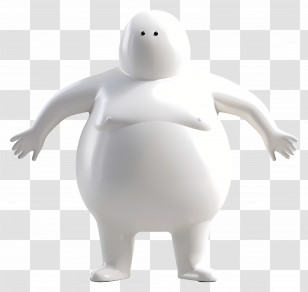 Plump Man - White Rounded Cartoon Character Design Transparent PNG