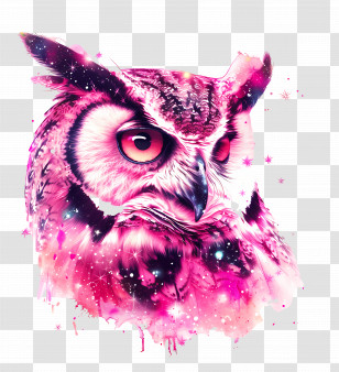 Owl - Pink Artistic Owl In Fantasy Style Transparent PNG