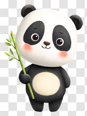 Panda Holding Bamboo Stick - Adorable Panda Holding Bamboo Transparent PNG