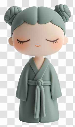 Bathrobe - Cute Doll In Green Robe Transparent PNG