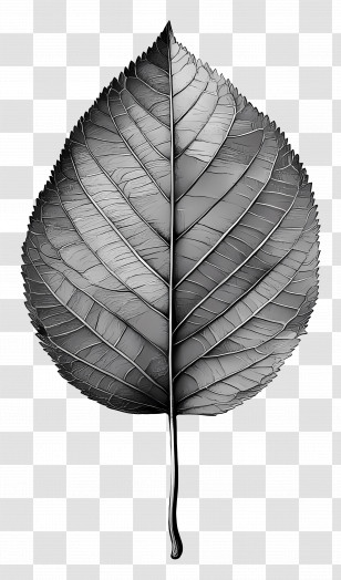 Leaf Drawing - Grayscale Botanical Study Of A Leaf Transparent PNG