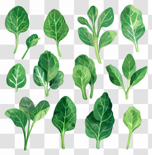 Spinach - Collection Of Green Vegetable Leaves Illustration Transparent PNG