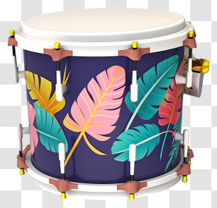 Snare Drum - Decorative Drum With Colorful Leaves Transparent PNG