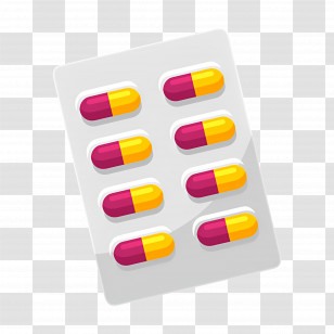 Tablet Pills - Cartoon Blister Pack With Yellow And Pink Capsules Illustration Transparent PNG
