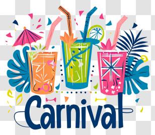 Brazilian Carnival - Colorful Carnival Drinks With Straws Transparent PNG