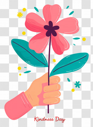 World Kindness Day - Kindness Day Illustration With Hand Holding Flower Transparent PNG