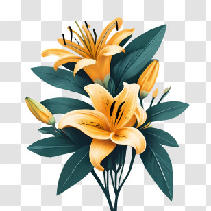 Lily Flowers - Bright Yellow Lilies With Graceful Appeal Transparent PNG