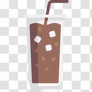 Cold Coffee - Iced Drink In Cartoon Style With A Straw Transparent PNG
