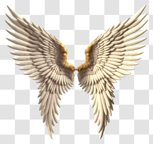Flat Angel Wings - Golden-Tipped Angel Wings With Feathers Transparent PNG