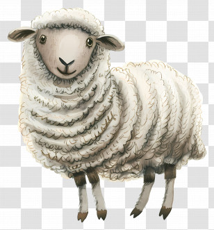 Fluffy Sheep Illustration - Cute Fluffy Sheep Illustration Transparent PNG
