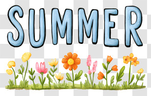 Summer Word - Summer Flowers In Bloom Transparent PNG