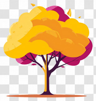 Cartoon Tree - Yellow And Orange Canopy Tree Illustration Transparent PNG