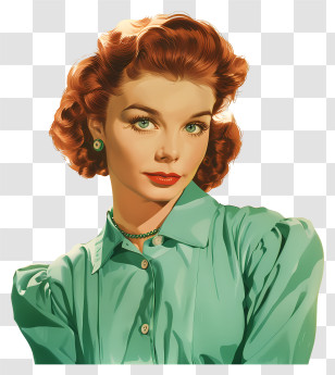 Fashion Retro Woman - Elegant Retro-Inspired Vintage Woman Portrait Transparent PNG