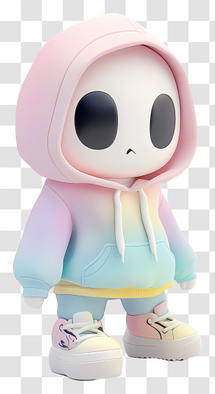 Chibi Ghost - Cute Character In Pastel Hoodie Transparent PNG