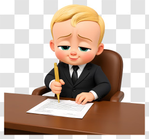 Boss Baby - Baby Boss Signing Document Transparent PNG
