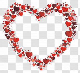 Love Border - Heart Shape Made Of Small Red Hearts Transparent PNG