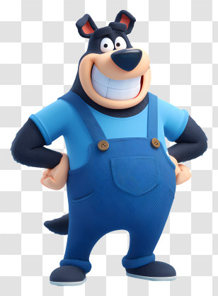 Cartoonish Dog - Smiling Blue Bear Mascot Transparent PNG