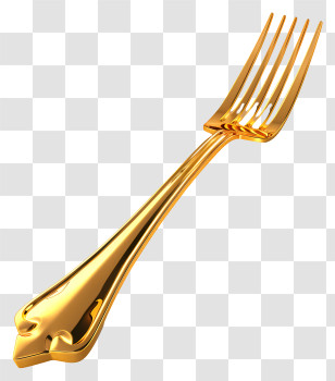 Gold Fork - Shiny Gold Fork Transparent PNG