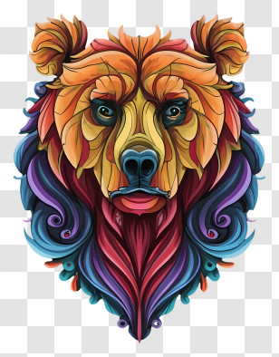 Cartoon - Colorful Artistic Bear Illustration Transparent PNG