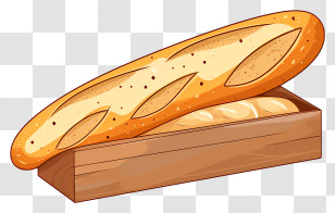 Wooden Crate - Crusty Baguette In A Wooden Bread Box Transparent PNG