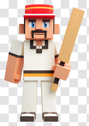 Minecraft Cricket Player - Blocky Cricket Player With Bat Transparent PNG