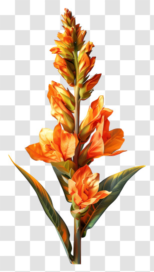 Canna Indica Flower - Vibrant Orange Flower Illustration Transparent PNG