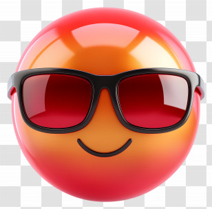 Sunglasses Emoji - Red Smiley With Sunglasses Transparent PNG