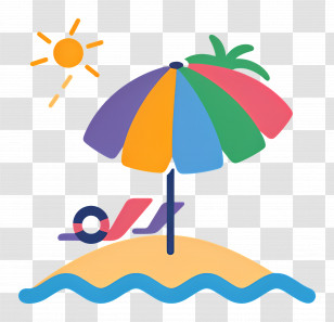 Beach Logo - Cartoon Beach Umbrella And Chair Transparent PNG