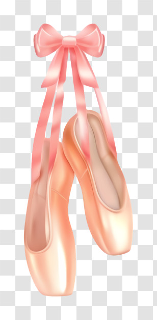 Ballet Shoes - Pink Ballet Shoes With Ribbon Transparent PNG