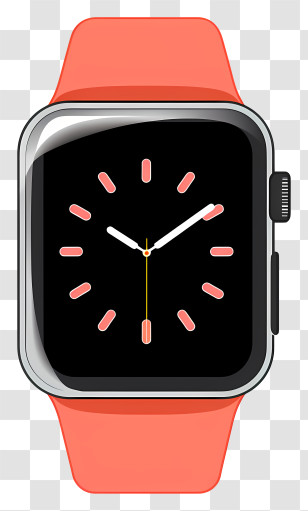 Red Watch - Modern Smartwatch With Sleek Orange Strap Transparent PNG