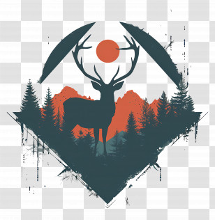 Deer Silhouette - Deer Silhouette In Forest Transparent PNG