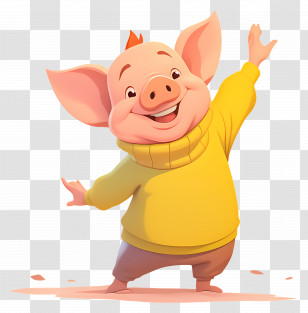 Cute Piglet - Happy Pig In Yellow Sweater Transparent PNG