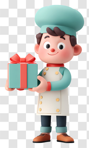 Chef Holding Gift Box - Chef Holding A Gift Box Transparent PNG