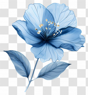 Blue Flower - Elegant Blue Flower Illustration With Petals Transparent PNG