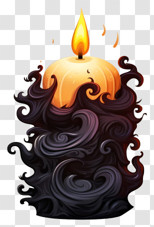 Candle - Burning Candle With Black Wax Transparent PNG