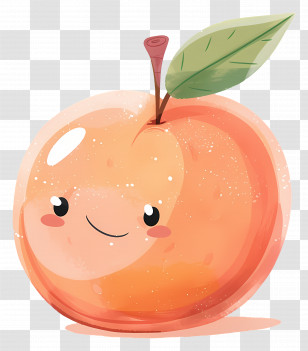 Cartoon Peach - Adorable Smiling Peach Cartoon Illustration Transparent PNG