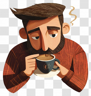 Drinking Coffee - Man Drinking Coffee In A Cozy Setting Transparent PNG